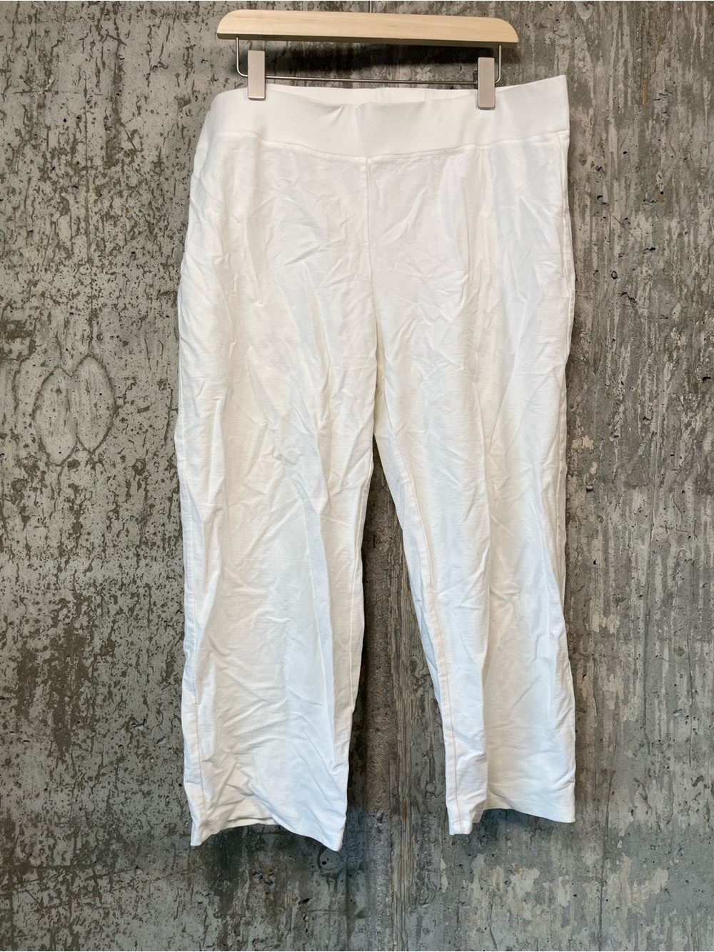 EILEEN FISHER Women's Washable Stretch Crepe Straight Pant Size M in White